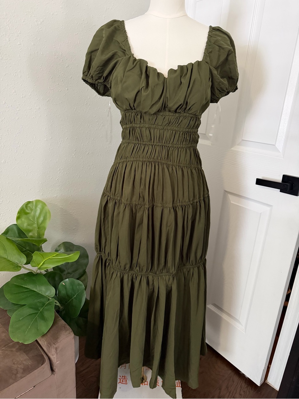 Live 4 Truth Olive Green Puff Sleeve Maxi Dress